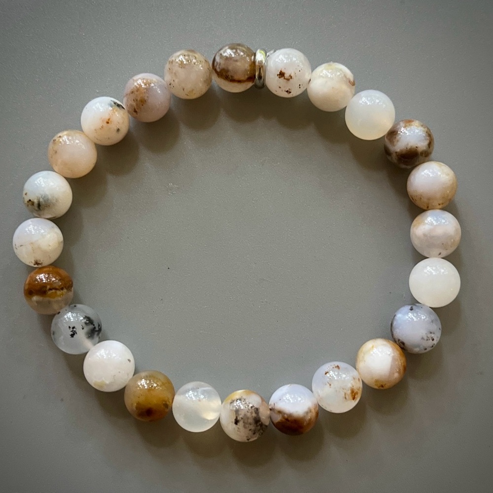 Natural Montana Dendritic Agate Handcrafted Beaded Bracelet - Picture 2 of 4